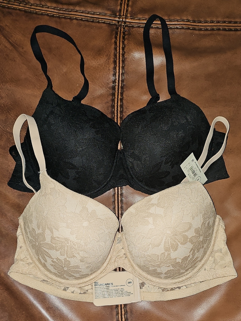 Lace Push-Up Bra - Black and Nude